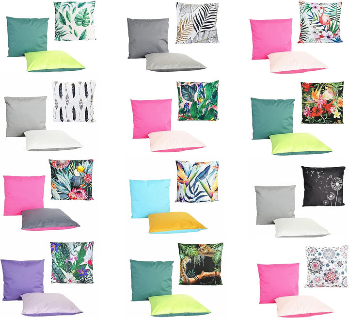 JACK 3er Set Outdoor Lounge Kissen 45x45cm 1x Motiv + 2X Wende Dekokissen inkl. Füllung Wasserfest S