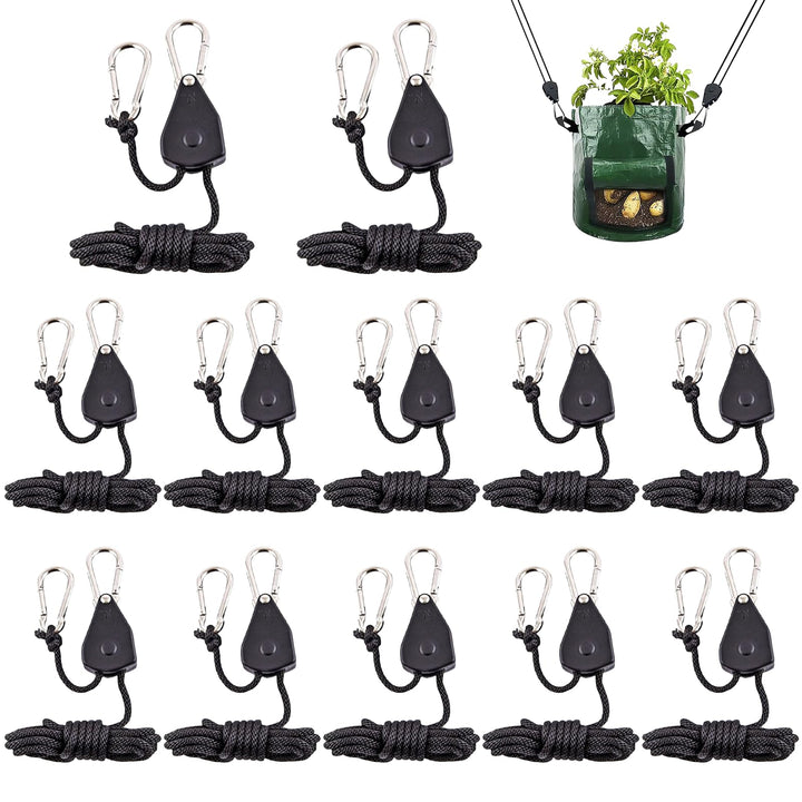 12 Stück Einstellbare Seil Seilhaken: 1/8 Zoll Ratchet Hanger, Seilratsche mit Haken Rope, Seilzugra
