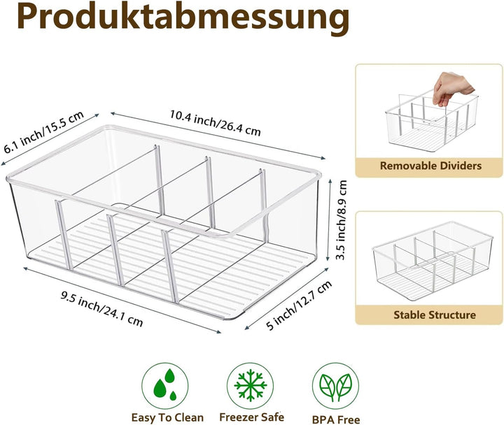 8er Kühlschrank Organizer mit 4 Fächern, BPA-Freie Küche Stapelbarer Lebensmittel aufbewahrungsbox f