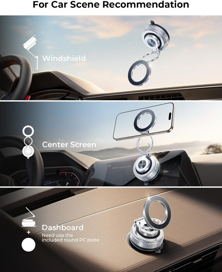 DIMONCOAT 2026 Verbesserte 360° drehbare Vakuum-Magnet-Handyhalterung für Auto, für Saugnapf-Handyha