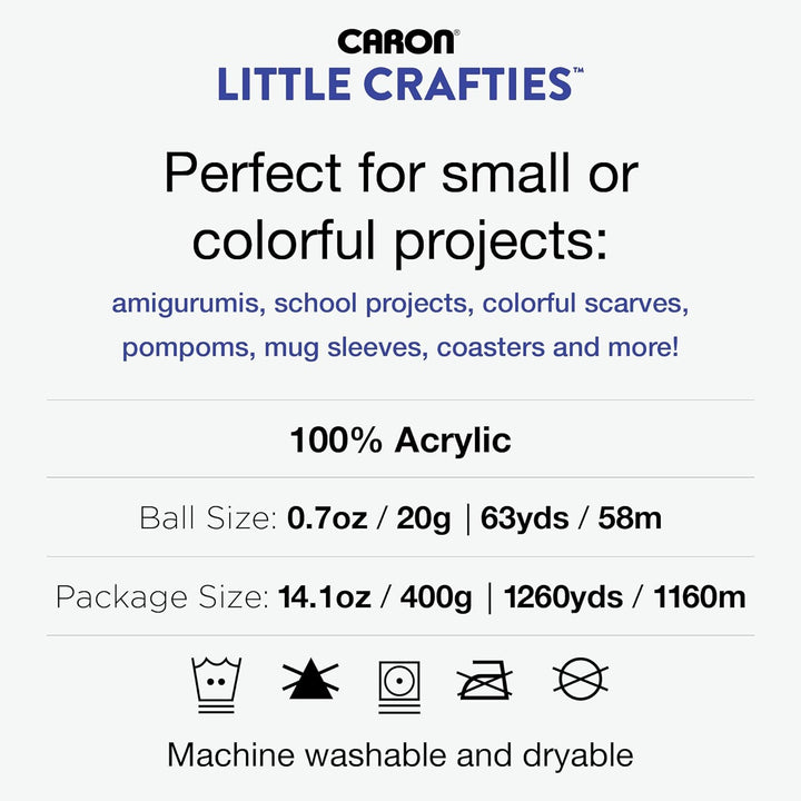 Caron® Little Crafties™ 20 verschiedene Acryl-Garnknäuel, je 63 m, für Strick- und Häkelprojekte, Mu