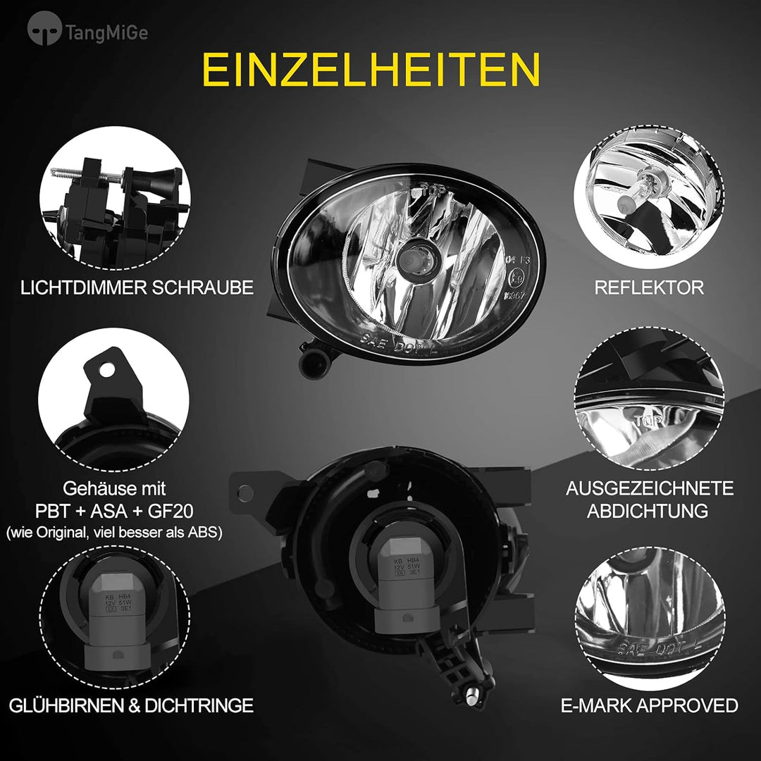 TangMiGe Nebelscheinwerfer für Volkswagen Tiguan Beetle Caddy 3 Eos Golf 6 / Cabriolet/Plus Jetta 4