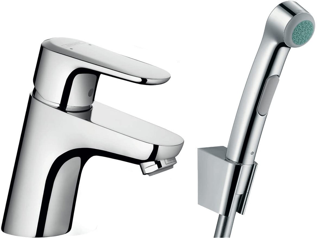 hansgrohe Ecos Wasserhahn mit Bidette Handbrause und Brauseschlauch 160 cm, Verchromt Komplett-Set m