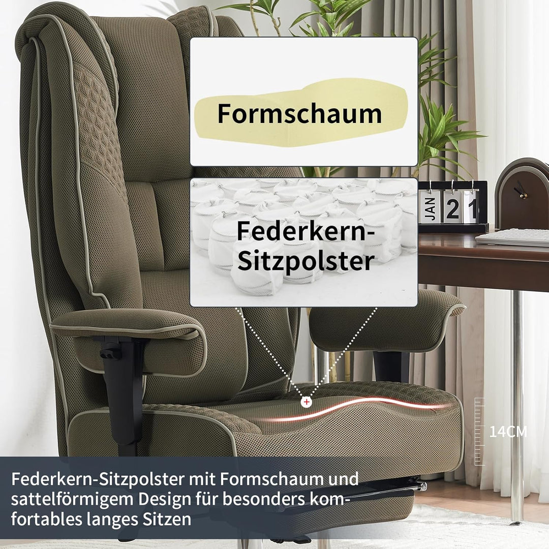 Ergonomischer Mesh-Bürostuhl – Executive Drehstuhl mit verstellbaren Armlehnen, Formschaum- & Tasche