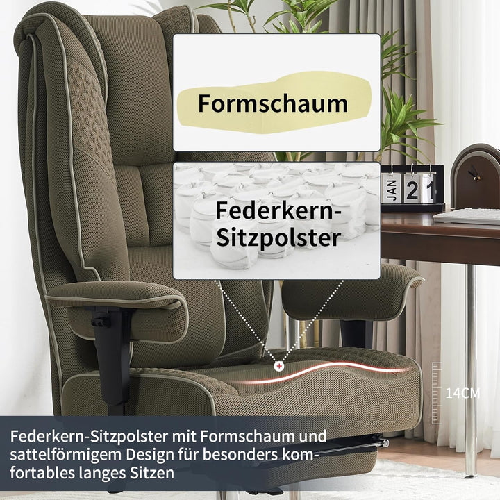 Ergonomischer Mesh-Bürostuhl – Executive Drehstuhl mit verstellbaren Armlehnen, Formschaum- & Tasche