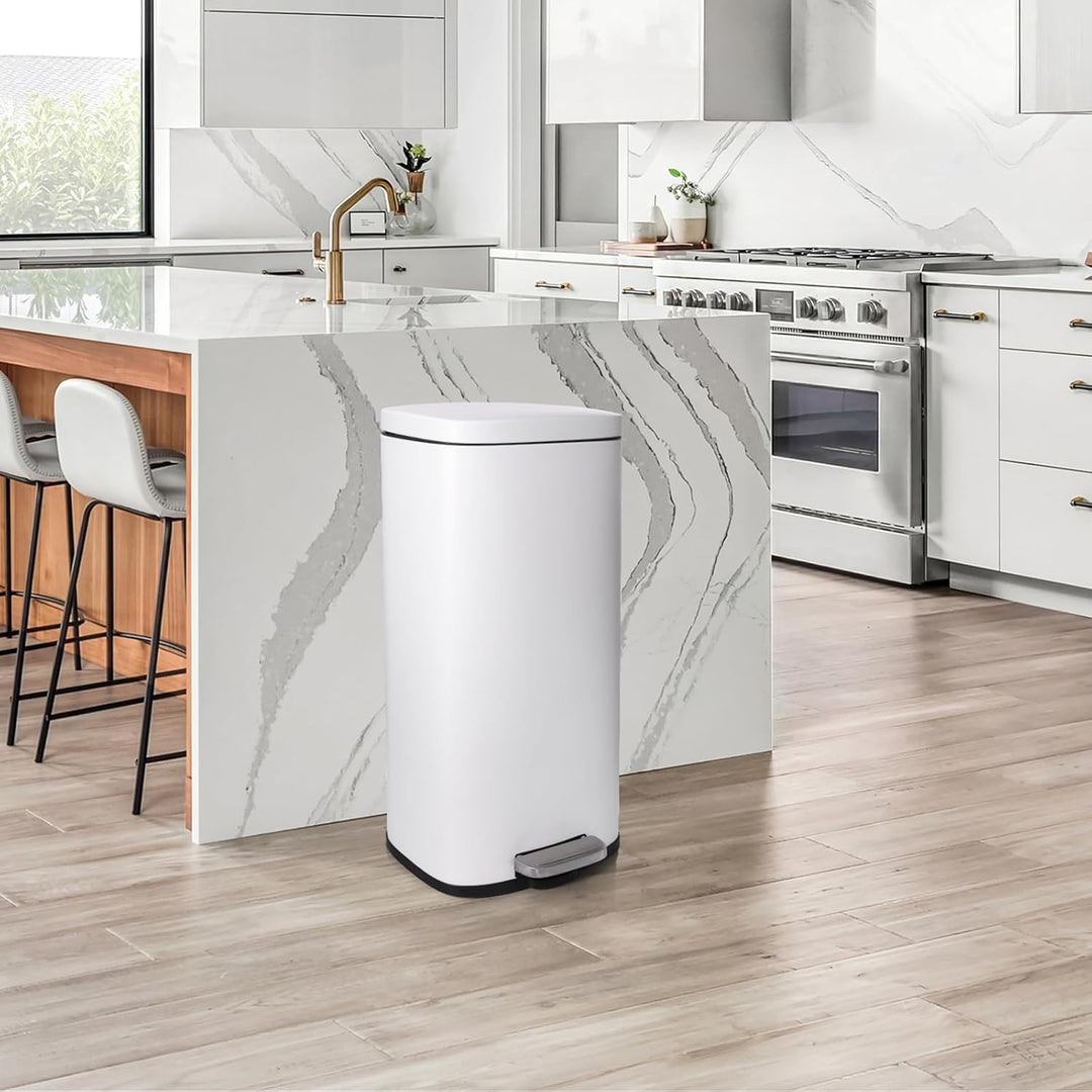 LIFERUN Mülleimer Küche 30l, Abfalleimer mit Deckel, Softclose Treteimer aus Stahl, mit Inneneimer f