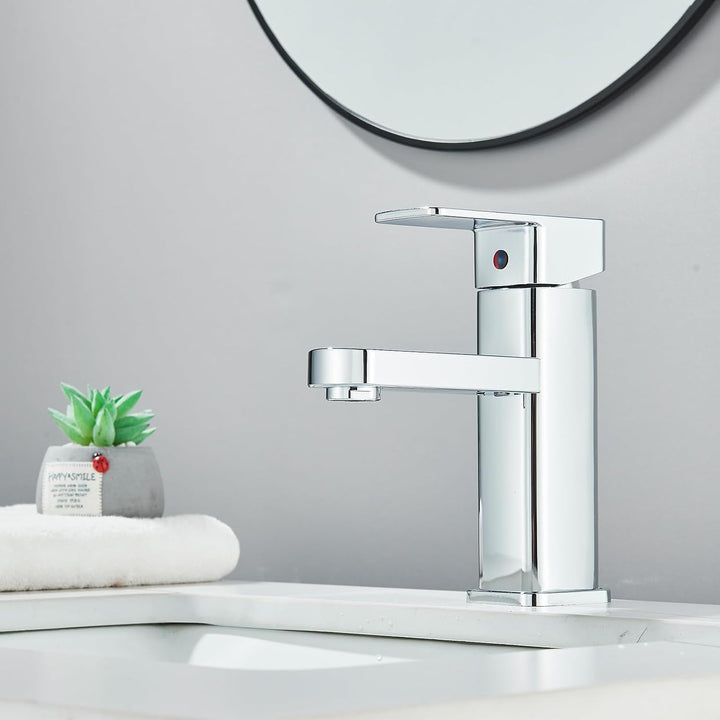 HUAHOMDY Badarmatur Chrom Wasserhahn Bad für Badezimmer Einhebelmischer Kleine Waschtischarmatur Was