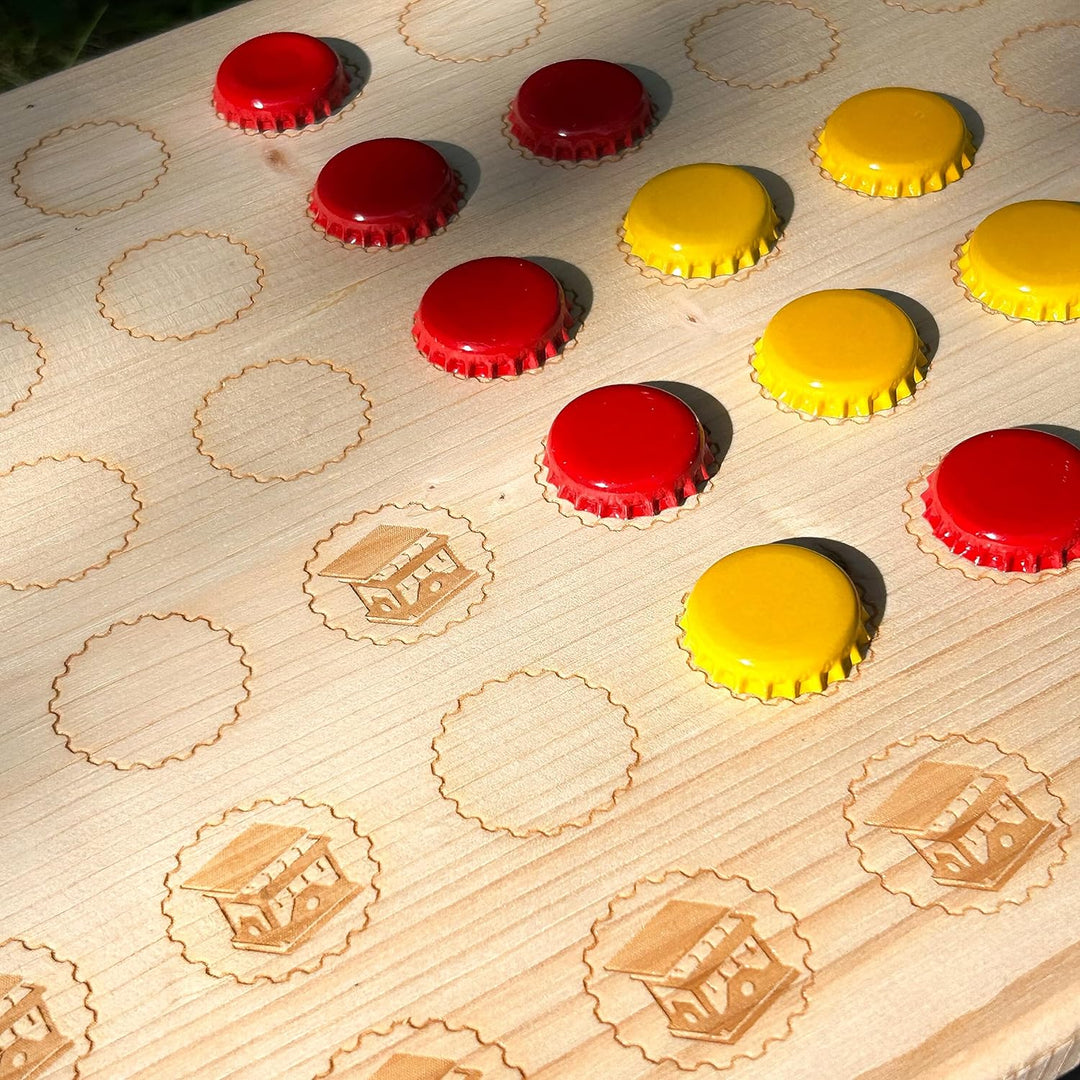 Bierkastensitz, Outdoor Hocker, Sitzauflage aus Holz für Getränkekisten - Partyspiel - Bier Gewinnt
