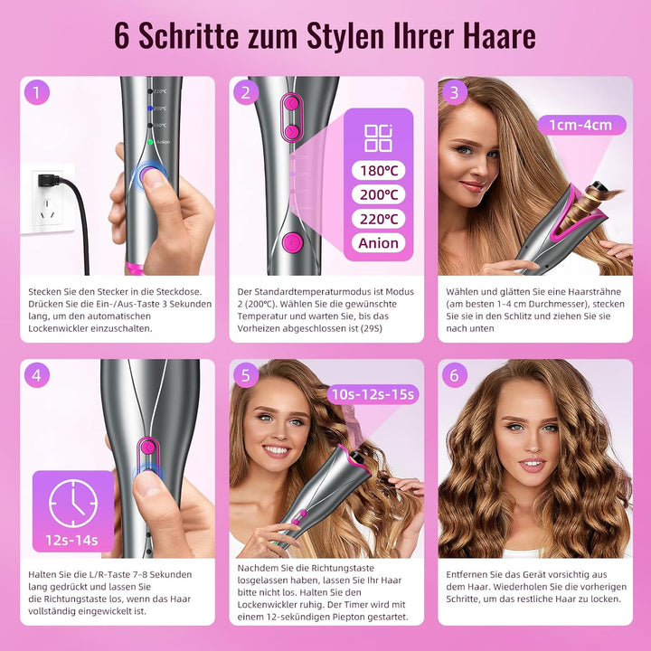 Lockenstab Automatischer, Lockenwickler Anionen-Schutz Auto Haar Curler Keramik Curl Wand Lockenstab
