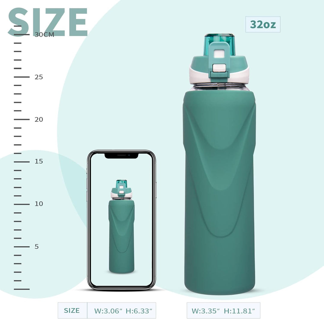 DEARRAY 1l Sport Trinkflasche Glas Flasche mit Strohhalm 1 liter auslaufsicher bpa frei Gym Wasserfl