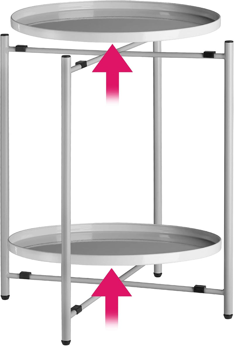 tectake 800913 Beistelltisch rund aus Metall, abnehmbare Tabletts, Couchtisch mit Zwei Ebenen, rusti