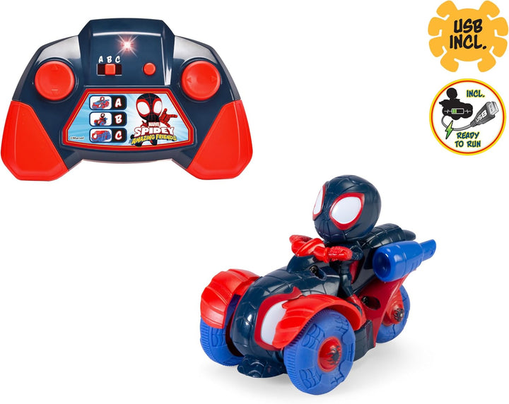 Dickie Toys RC Auto RC Spin Techno-Racer mit Miles Morales (8 cm) - ferngesteuertes Spielzeugauto fü