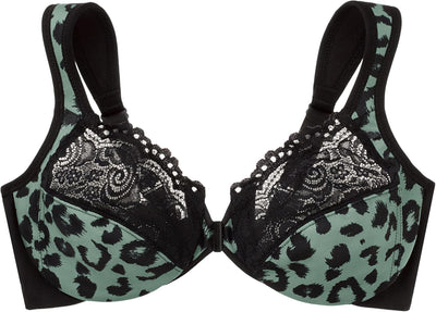 Glamorise Damen Wonderwire-Vorderverschluss BH 75B Jubiläums-leopard-print, 75B Jubiläums-leopard-pr