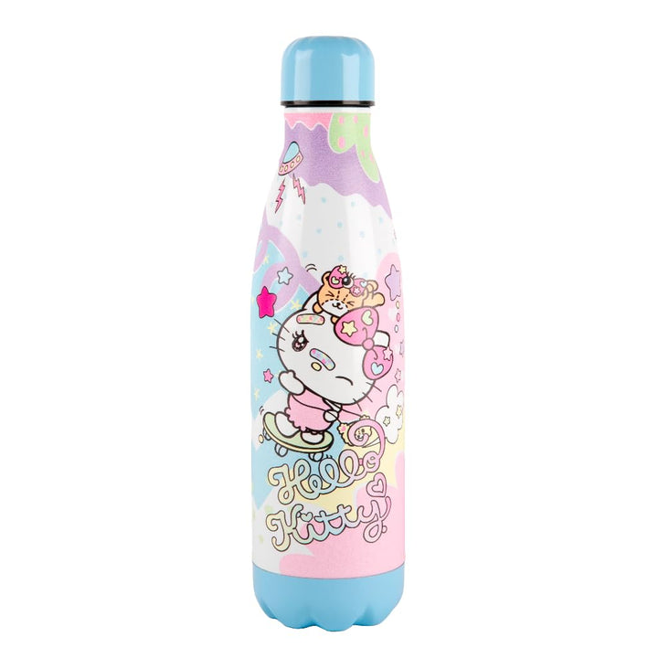 Konix Hello Kitty Isolierflasche - Edelstahl - 500 ml - Skateboard-Motiv - Blau Hello Kitty Blau - S