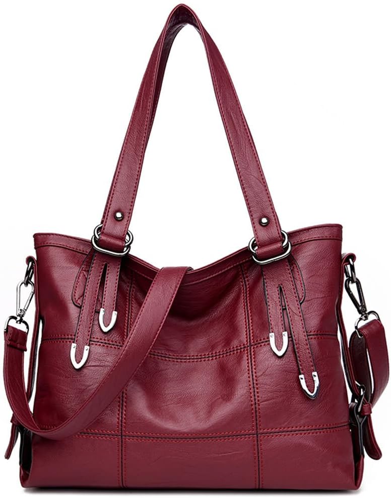 DEERWORD Damen Taschen Handtaschen Elegant Frau Schultertaschen Lack PU-Leder Henkeltaschen Weinrot,