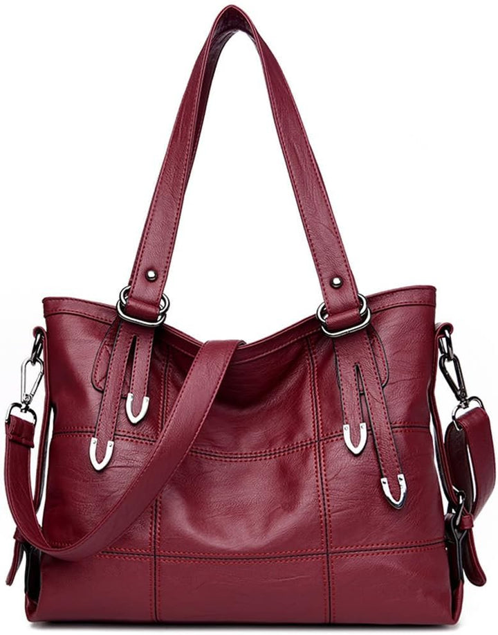 DEERWORD Damen Taschen Handtaschen Elegant Frau Schultertaschen Lack PU-Leder Henkeltaschen Weinrot,