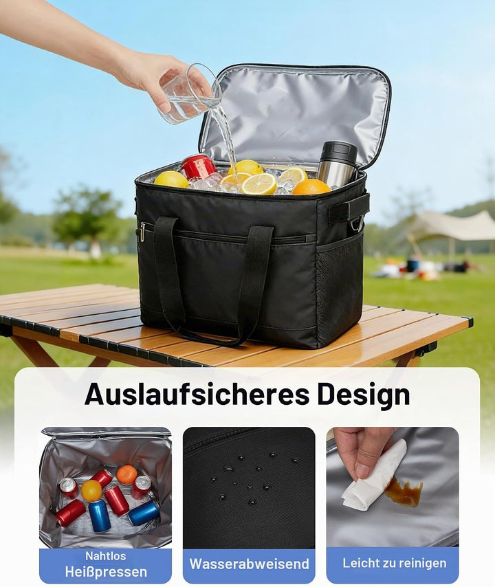 KONO Kühltasche 20L, Grosse Isolierte Lunchtasche Faltbar, Tragbare Thermotasche mit Verstellbarem S