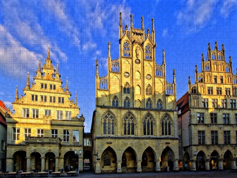 CALVENDO Puzzle Münster - Das Rathaus, EIN gotischer BAU aus der Mitte des 14. Jahrhunderts 1000 Tei