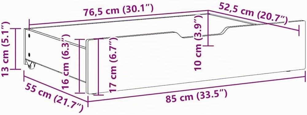 vidaXL Bettschubladen 2 Stk., Bettkasten Holz Aufbewahrung mit Rollen, Bett Schublade Bettauszug, Be