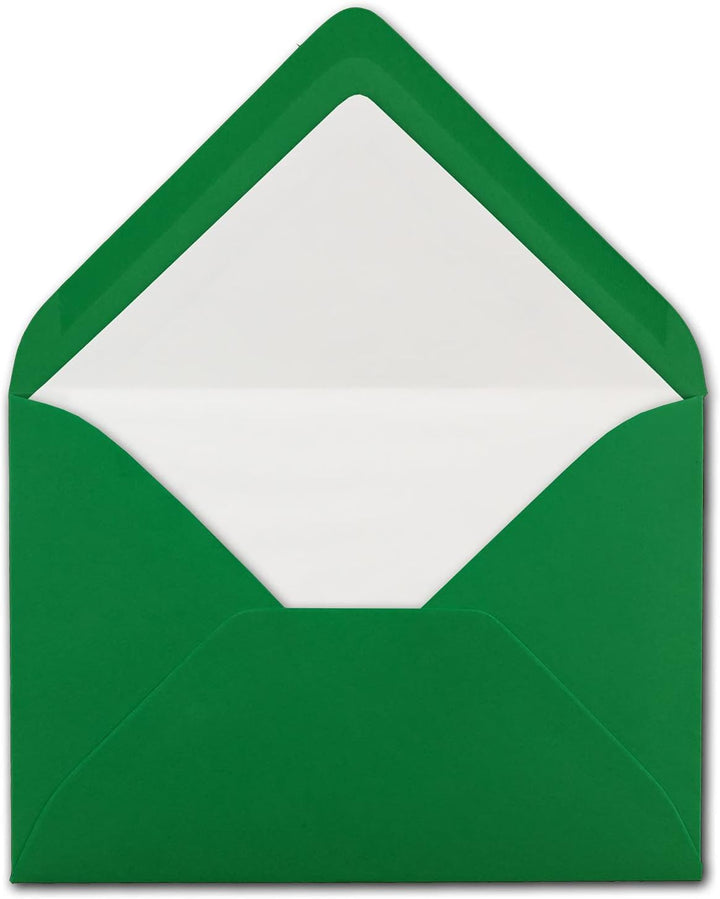 75 Briefumschläge Tannengrün (Grün) - DIN C6 - gefüttert mit weissem Seidenpapier - 100 g/m² - 11,4