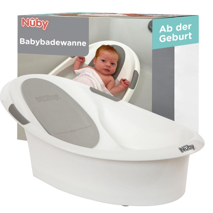 Nuby – Babybadewanne ab Geburt mit integrierter rutschfester Unterstützung & weichem Kopfpolster – K