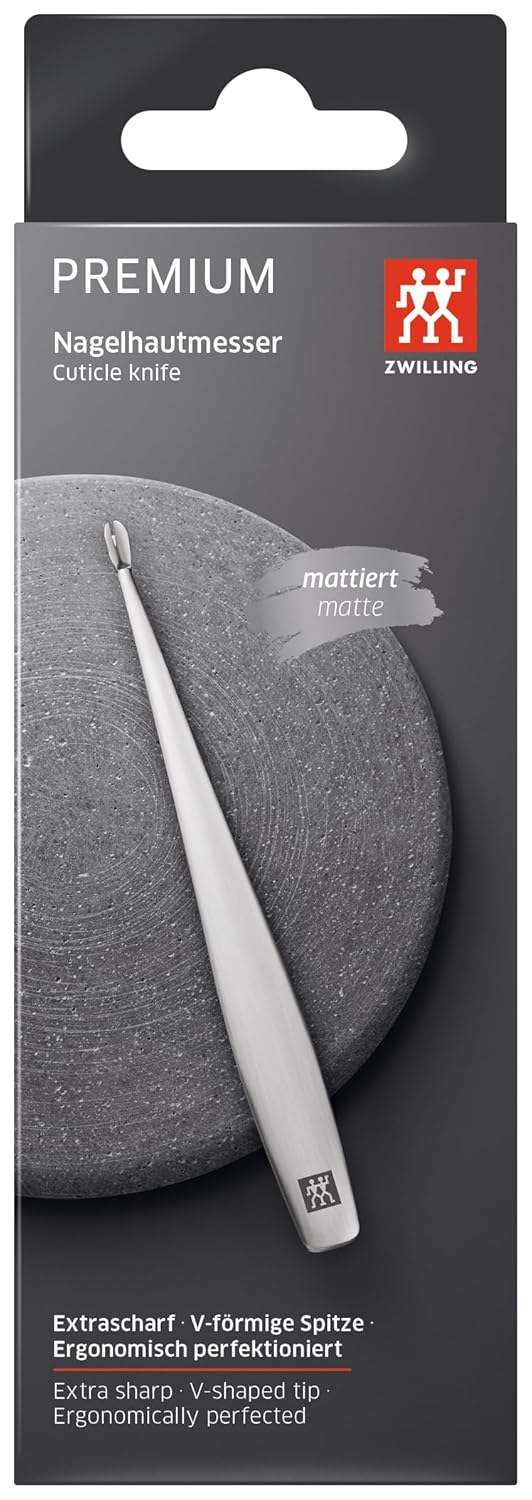 ZWILLING Nagelhautmesser mit V Klinge (Für Maniküre und Pediküre, rostfreier Edelstahl), Mattiert, P