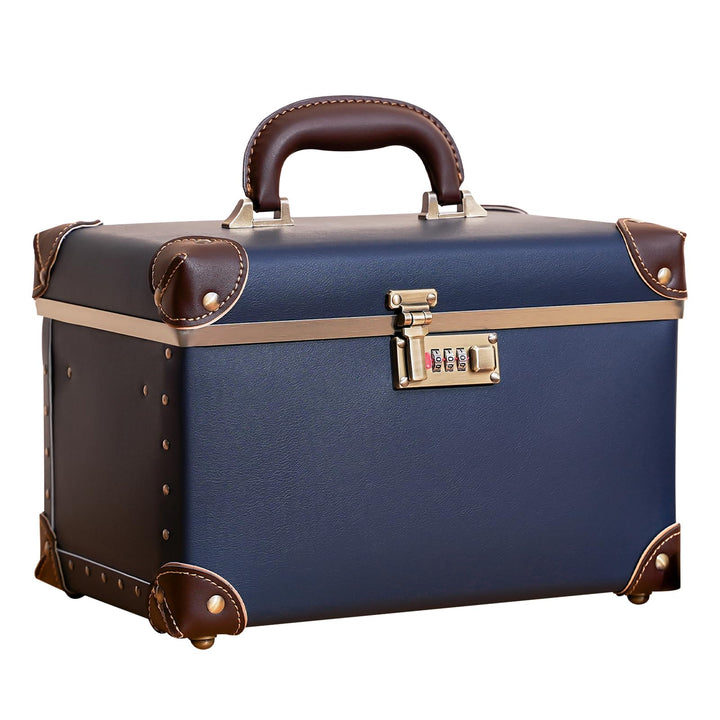 urecity Vintage Leder Kosmetikkoffer mit Spiegel - Hartschale Schminkkoffer für Damen, Reise Make-up