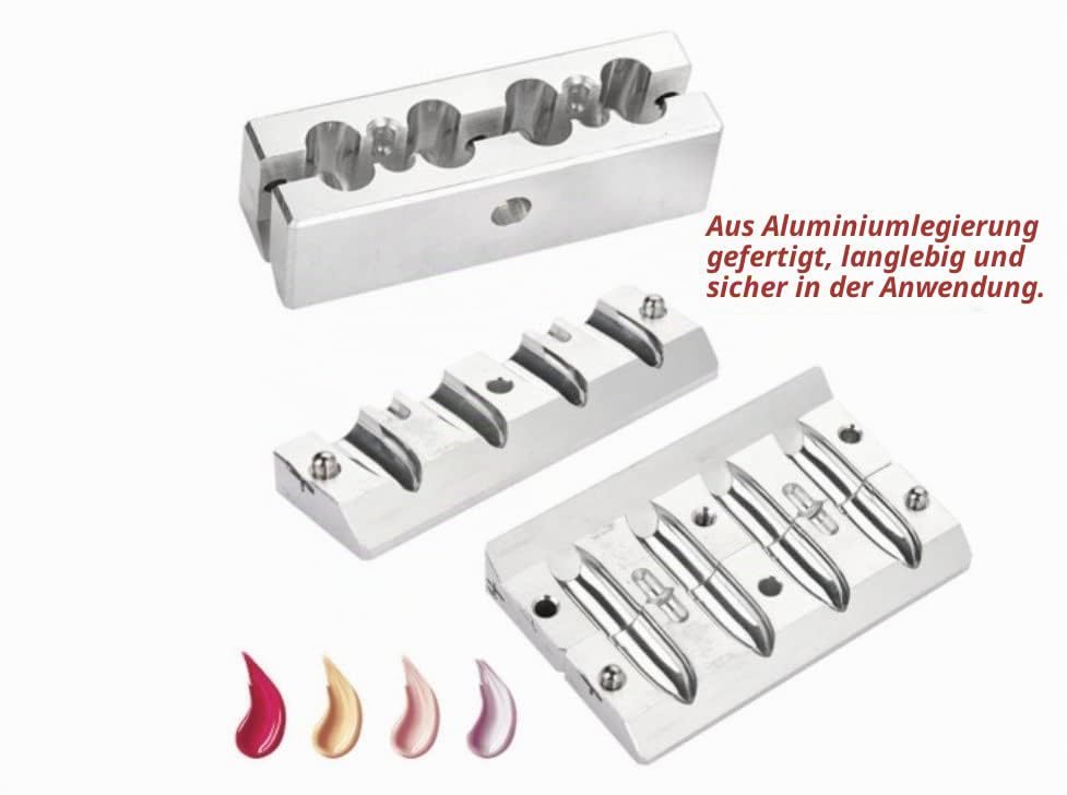 DIY Lippenstiftform, Lippenbalsam machen Tool Kit Set, 4 Kavitäten DIY Lippenstiftform Aluminiumlegi