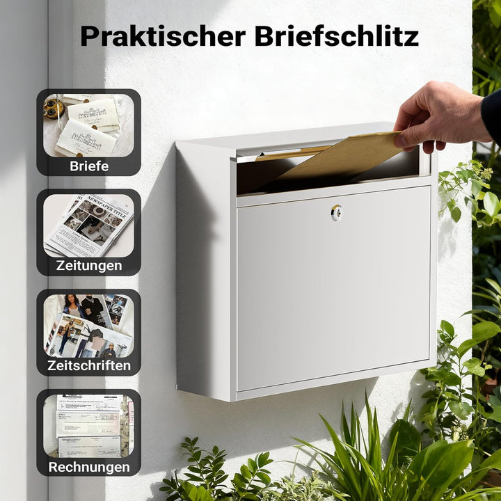 Briefkasten Postkasten Edelstahl Wandbriefkasten Mailbox Design V13