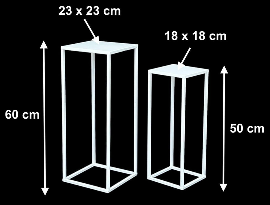 DanDiBo Blumenhocker Metall Weiss Eckig Blumenständer Beistelltisch 96482 2er Set Blumensäule Modern