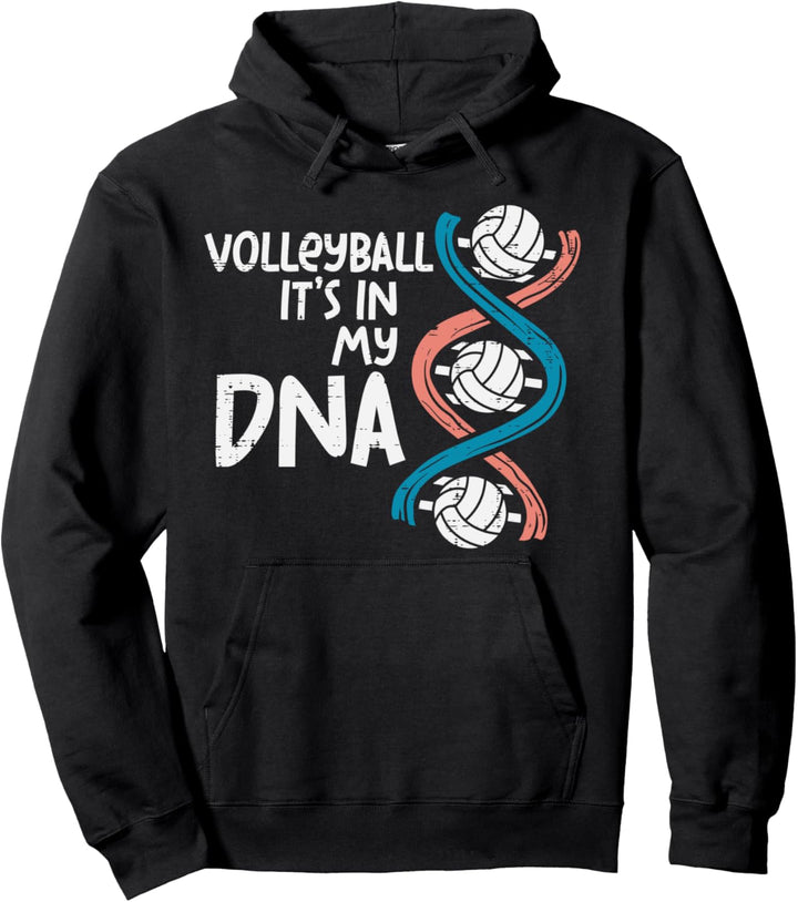 Volleyball Is In My DNA Funny Player Coach Men Women Kids Pullover Hoodie