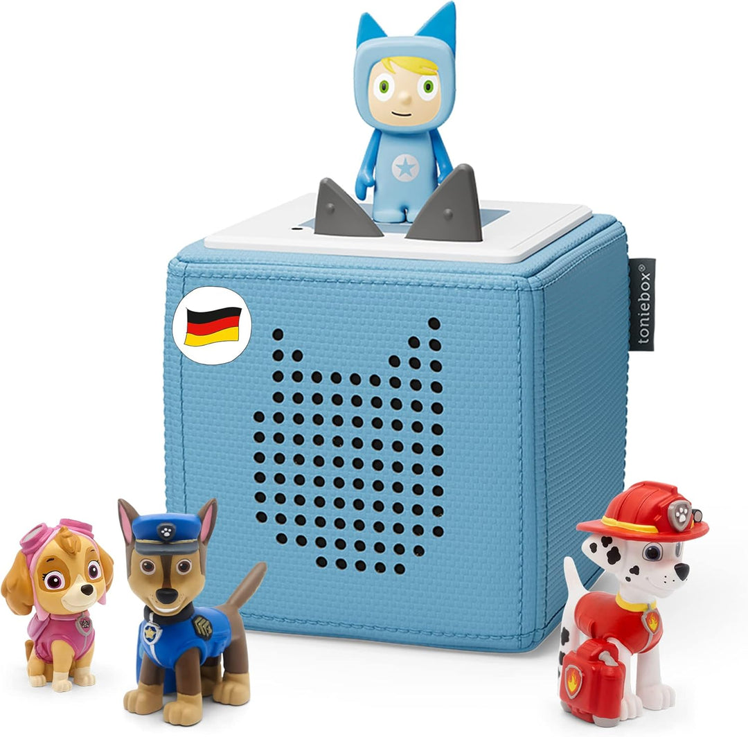 tonies Toniebox Extrapack – Toniebox Starterset Blau + 3 Hörfiguren, Toniebox Blau mit passendem Kre