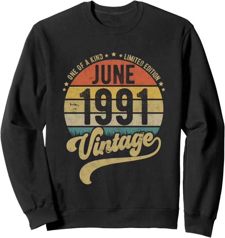 Reto Vintage 30. Geburtstag, 30 Jahre alt Geboren im Juni 19 Sweatshirt