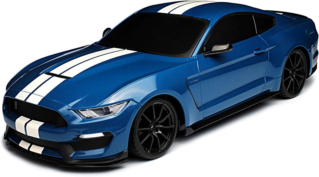Generisch Ford Shelby Mustang VI GT GT350 Blau mit Streifen Ab 2014 27 MHz RC Funkauto - inklusive B