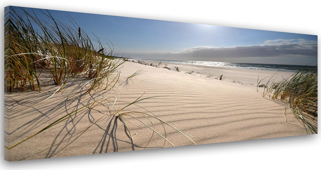 Feeby Frames, Leinwandbild, Bilder, Wand Bild, Wandbilder, Kunstdruck 40x100cm, STRAND, MEER, SAND,