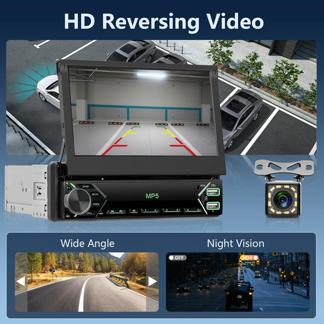 DAB+/DAB Autoradio 1 Din mit Wireless Carplay Android Auto 7 Zoll Automatisch Einziehbarer Bildschir