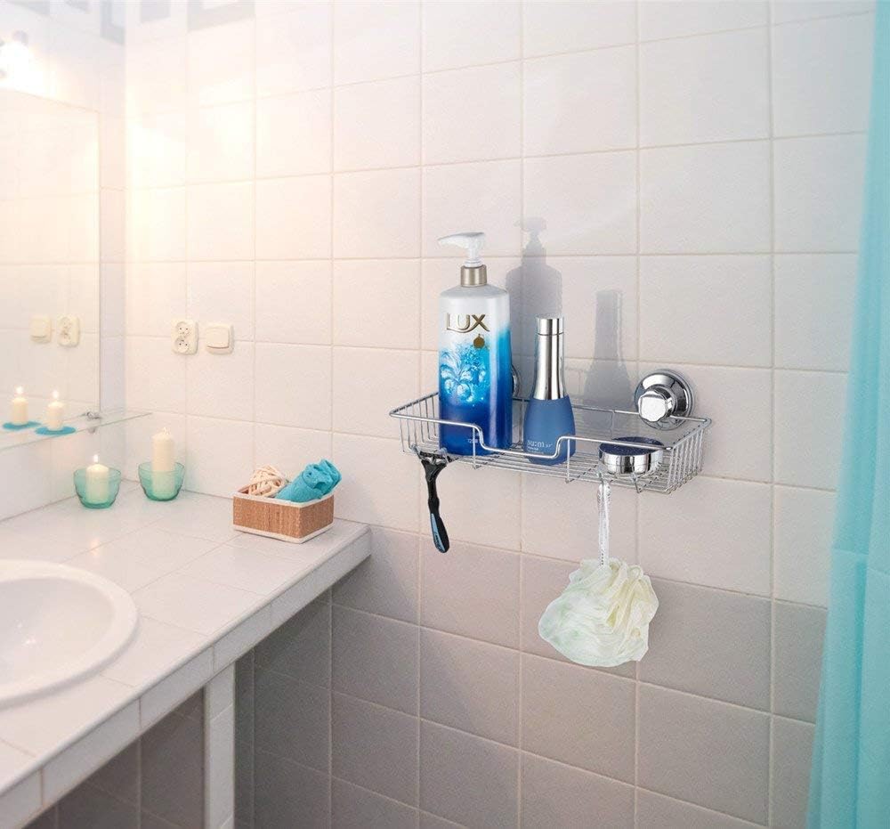 SANNO Saugduschwagen Bad Organizer Korb Seifenschale Halter mit Haken - 304 Edelstahl für Badezimmer