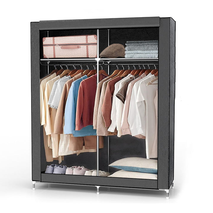 Intirilife Faltschrank 108x45x170 cm in Maus GRAU - Schrank mit Reissverschluss aus Stoff Kleidersch