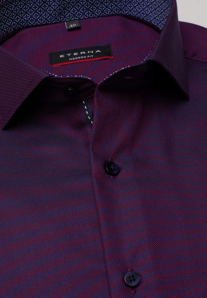 eterna Langarm Hemd Modern Fit Twill strukturiert 41 Weinrot, 41 Weinrot