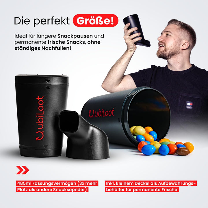 Innovativer Snackspender für saubere Hände & Equipment [485ml] - Ideal für Gaming, Büro & Freizeit -