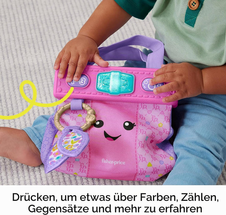 Fisher-Price Baby-Lernspielzeug Lachen &amp; Lernen Geldbörse, Going Places Tasche mit 4 Pretend Play Zu