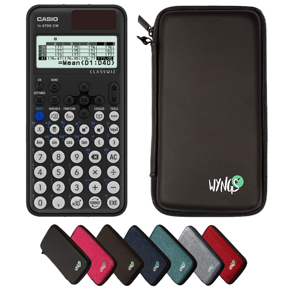 CALCUSO Sparpaket: Casio FX-87DE CW ClassWiz technisch-wissenschaftlicher Schulrechner + WYNGS Schut