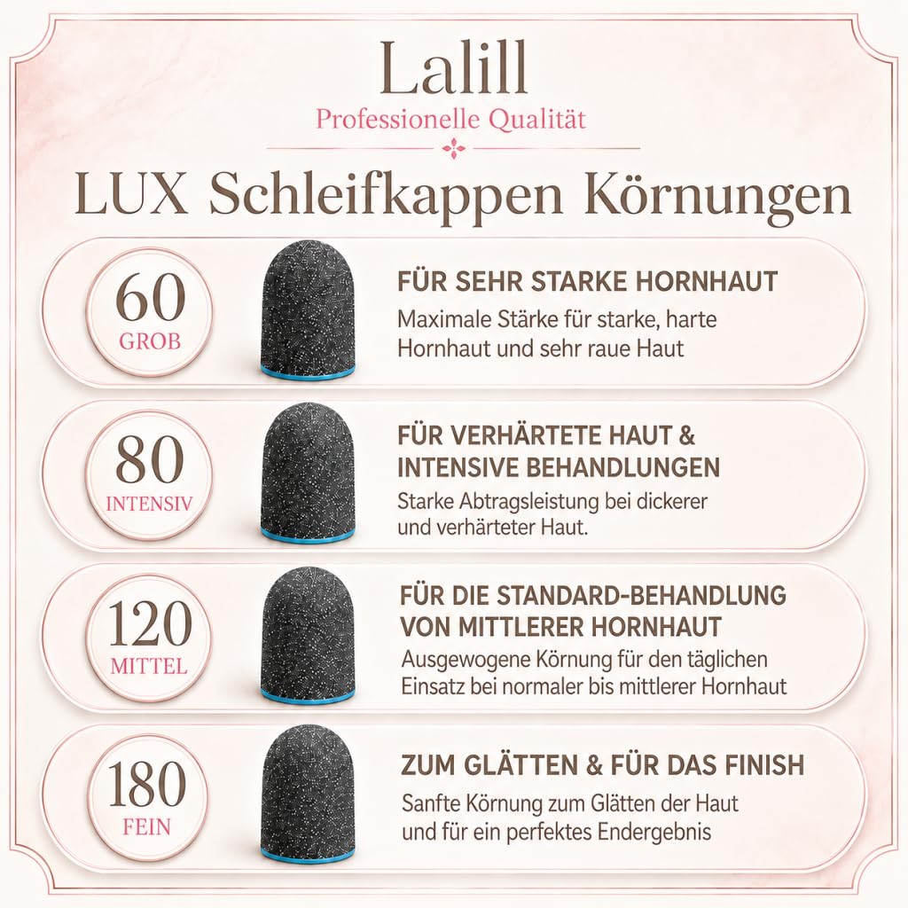 LALILL Schleifkappen LUX 50 Stück – Grafit Fräskappen für Nagelfräser – Maniküre, Pediküre & Podolog