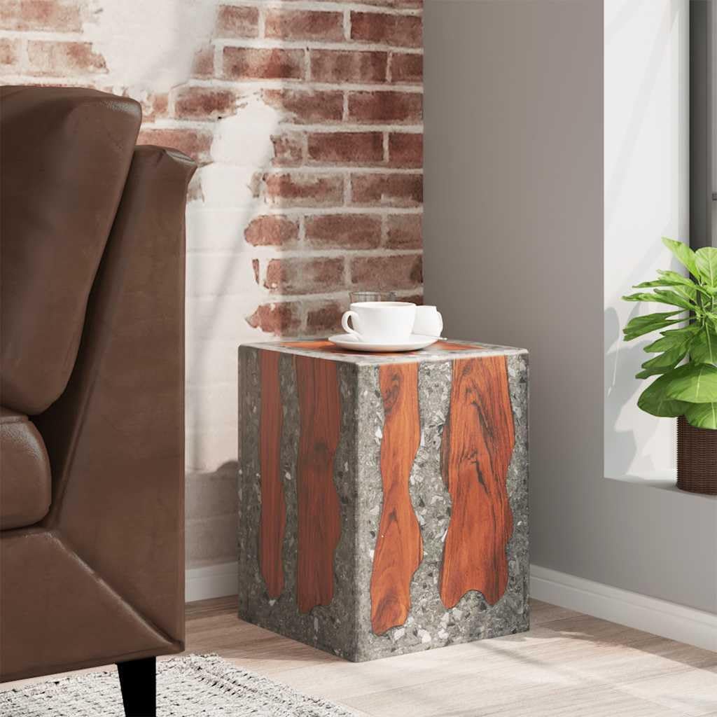 vidaXL Teak Massivholz Hocker Sitzhocker Fusshocker Beistelltisch Harz 30x30x40cm