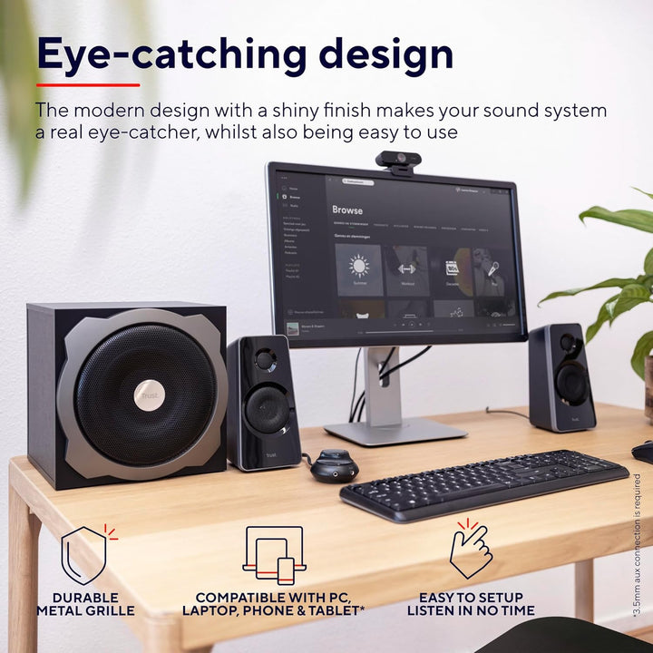 Trust Tytan 2.1 Speaker Set - PC luidspreker met subwoofer, 120 Watt, zwart