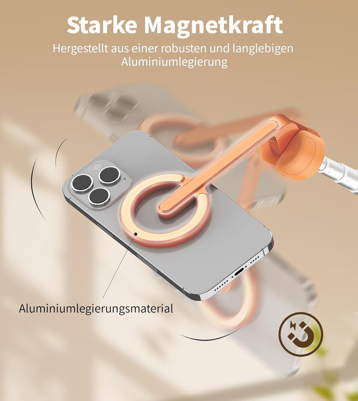 TONEOF 173cm Magnetisches Selfie Stick Stativ, Stark Magnetischer Aluminium Halter für Magsafe, 360°