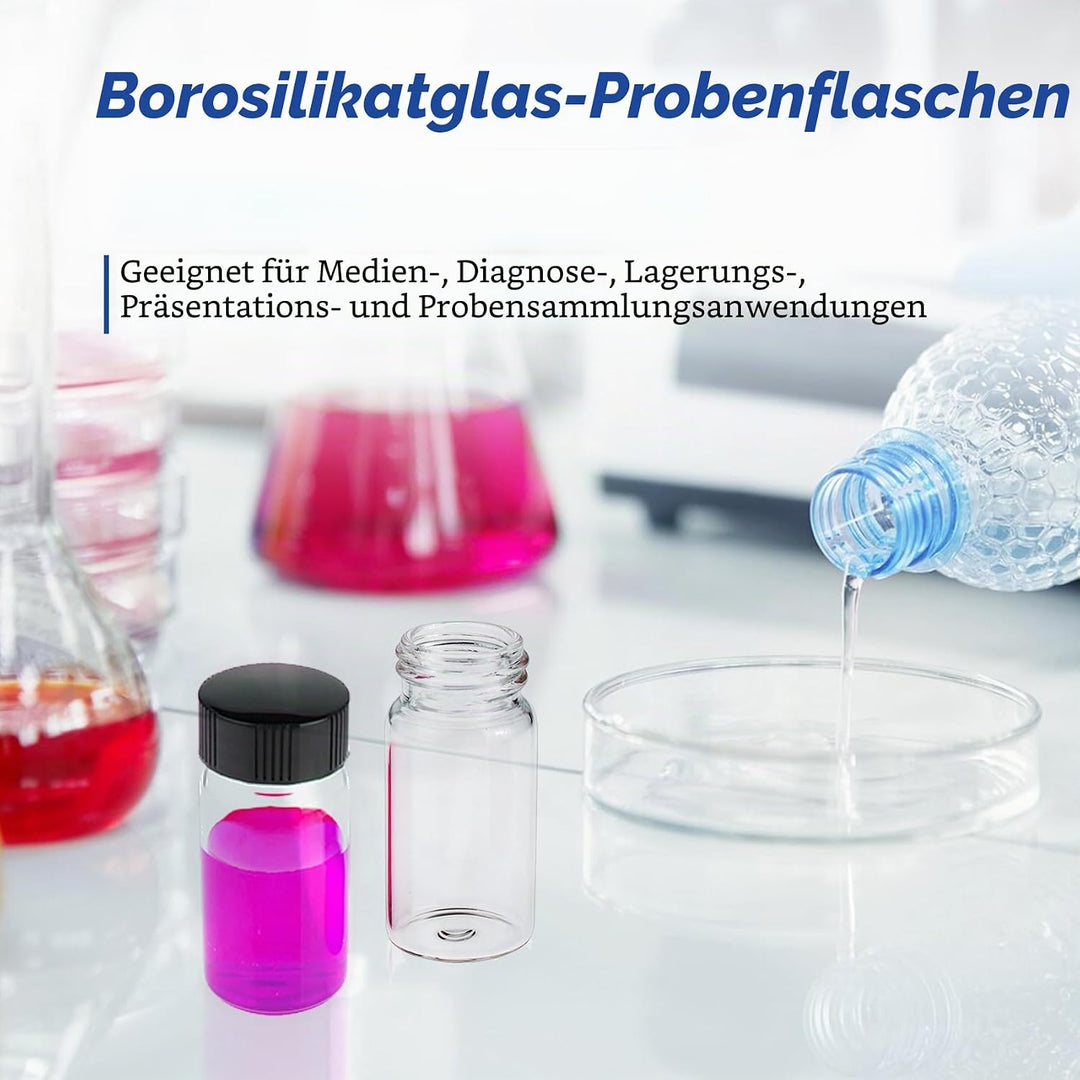 ALWSCI 100 Stück Glasfläschchen 12ml Probe Klarglas Fläschchen mit Schraubverschluss, Probenahme Gla