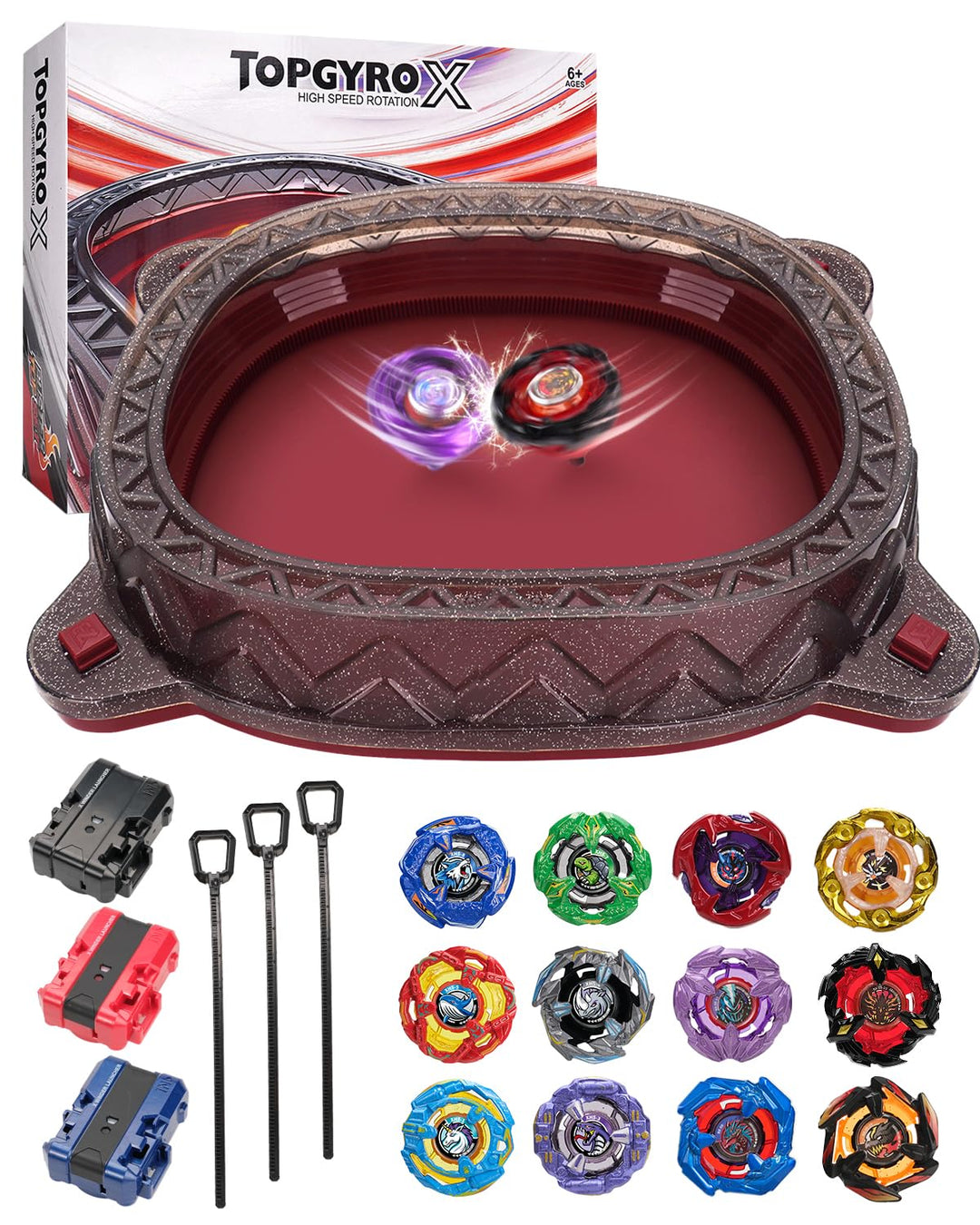 X Battle Arena Ultimate Set – 12 Kreisel, 3 Starter und 1 Stadion für rasante Duelle, Wettkampf-Krei