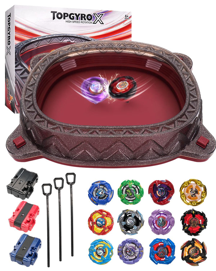 X Battle Arena Ultimate Set – 12 Kreisel, 3 Starter und 1 Stadion für rasante Duelle, Wettkampf-Krei
