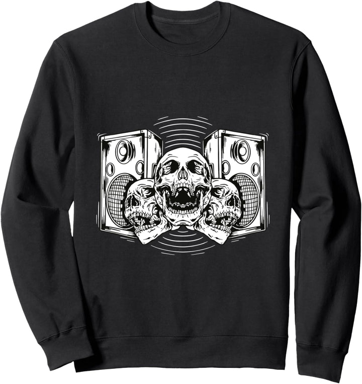 Vintage Techno Lautsprecher mit drei Totenköpfen Sweatshirt